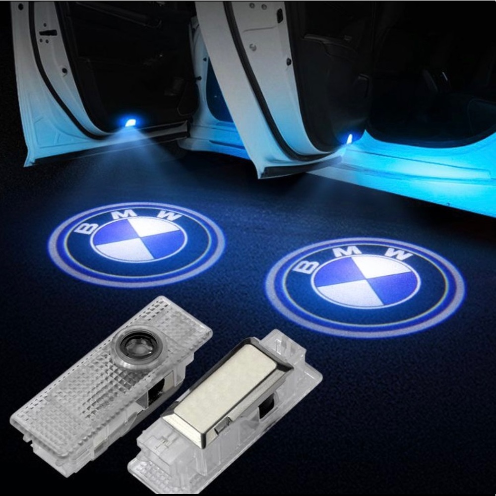 one set of 2 LED BMW logo projectors, easy to install at the bottom of car doors